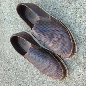 TRASK - Womens 10 Venetian Leather Loafer Sneaker Slip On Shoes Dark Brown